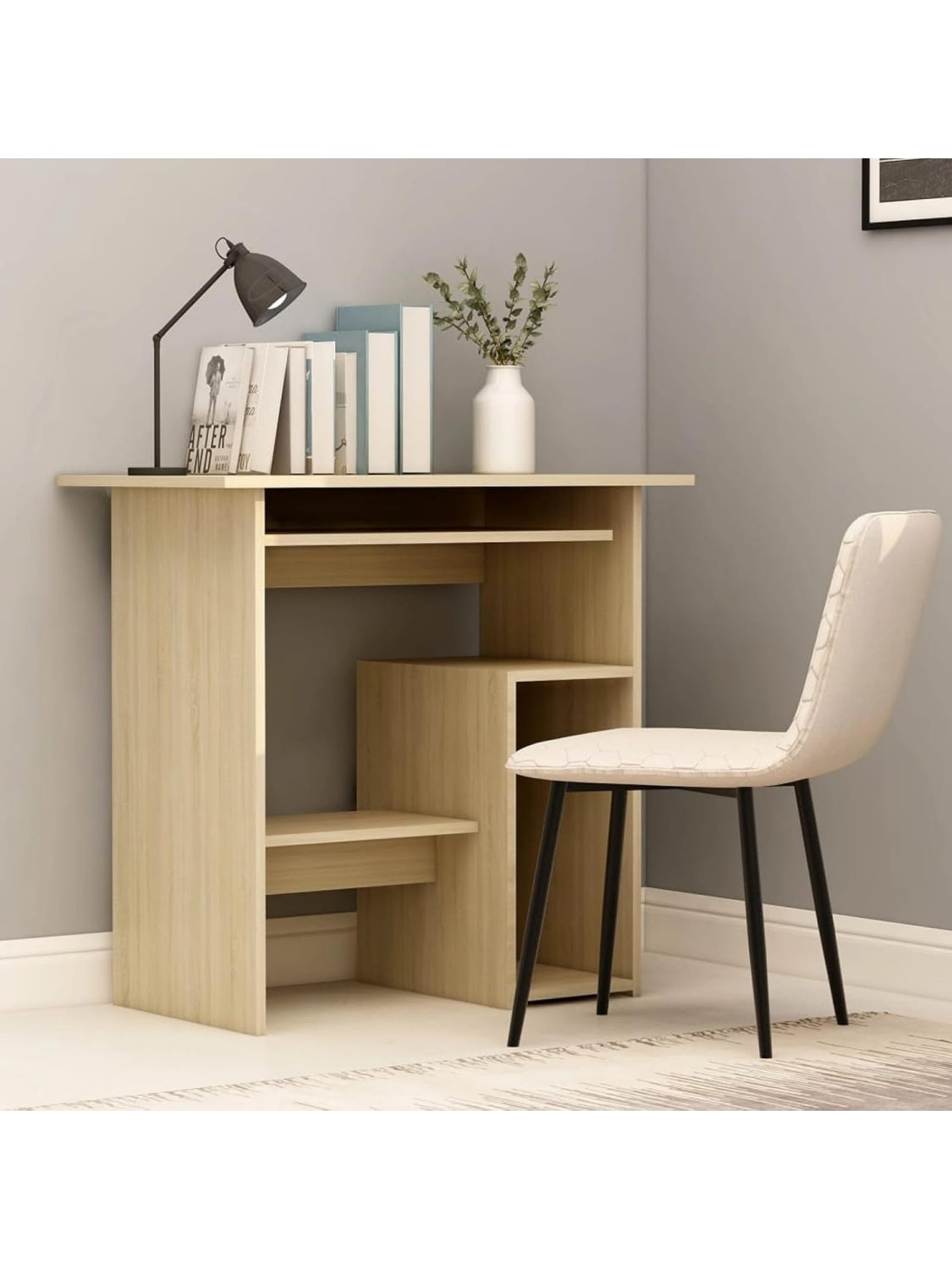 Kompakter Schreibtisch in Sonoma Eiche 80 x 45 x 74 cm aus Holzwerkstoff fur kleine Raume