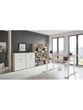 Hohenverstellbarer Burotisch mit Sonoma Eiche Tischplatte 138 x 67 cm und weissem Gestell