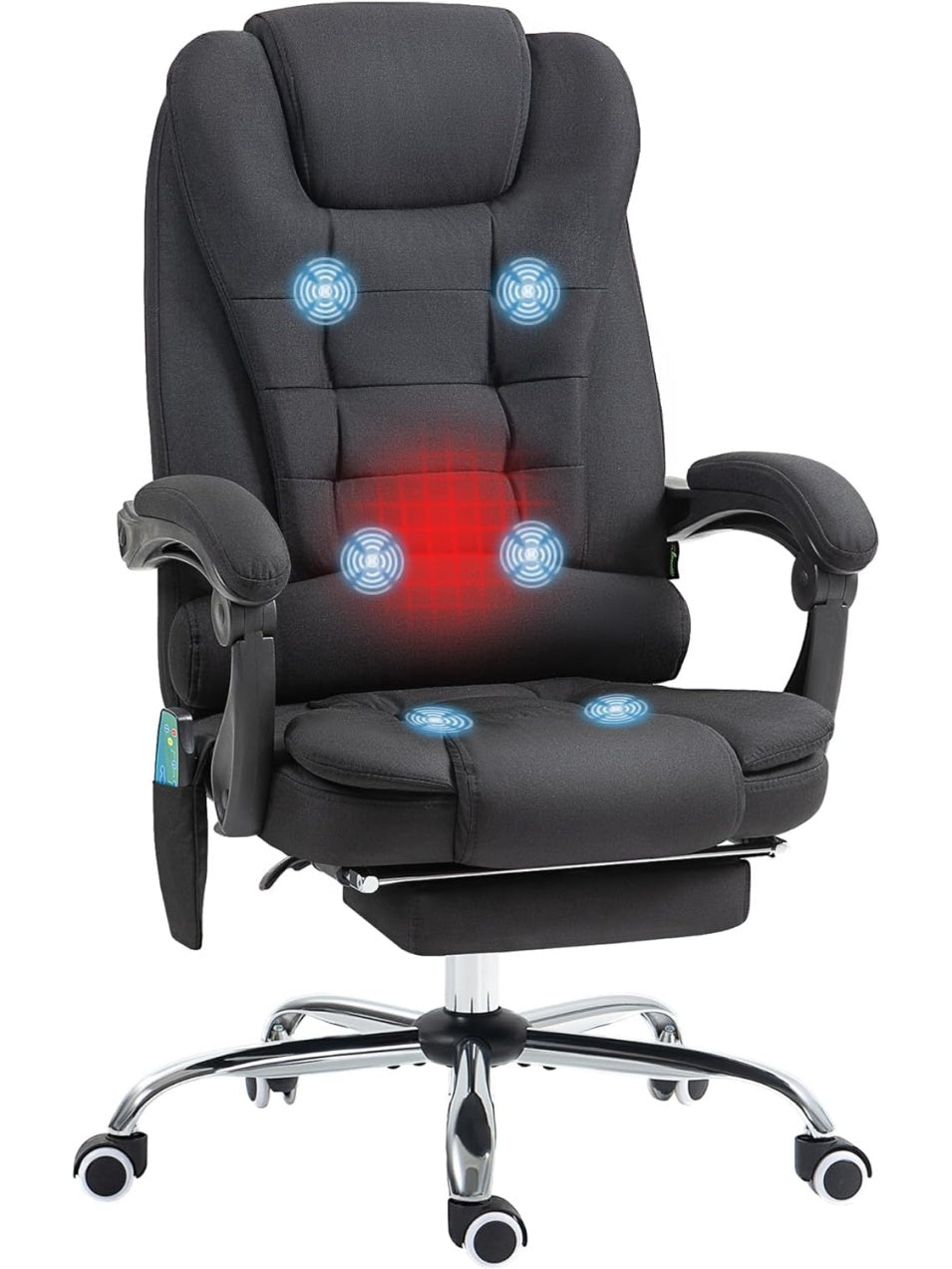 Burostuhl mit Massagefunktion und Fussstutze in Schwarz