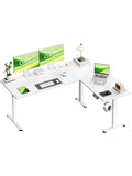 Elektrisch hohenverstellbarer Eckschreibtisch 160 x 120 cm in Weiss