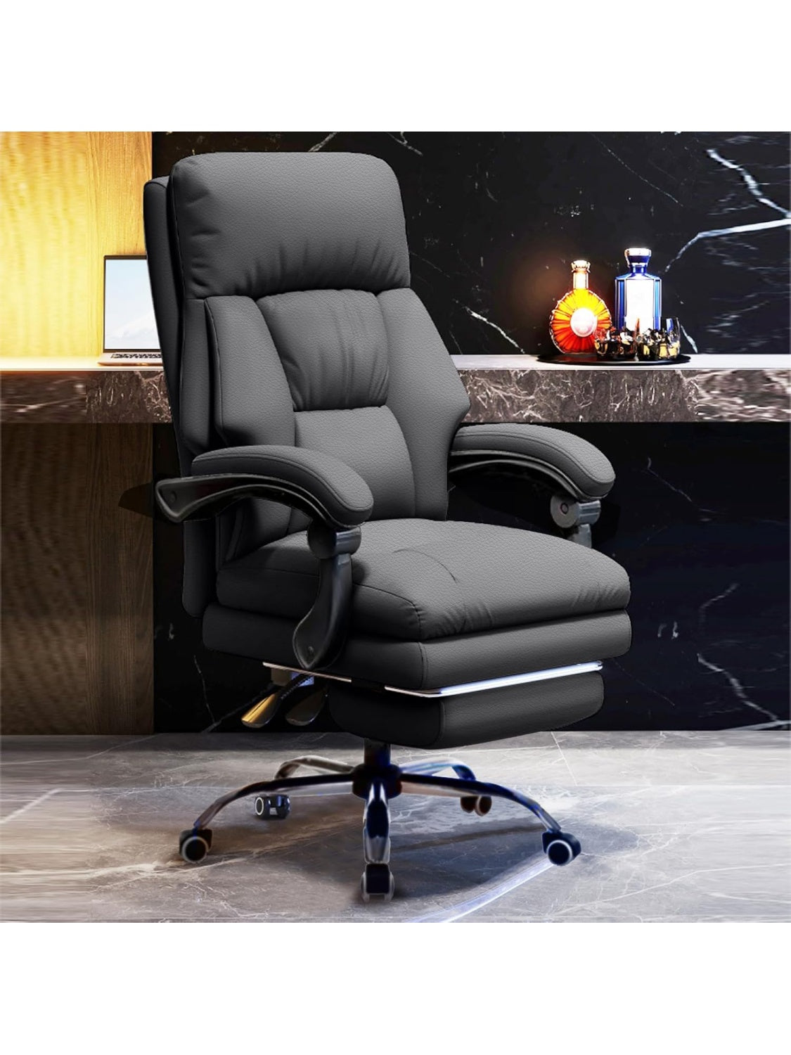 Ergonomischer Burostuhl mit Fussstutze hoher Ruckenlehne und Neigungsfunktion