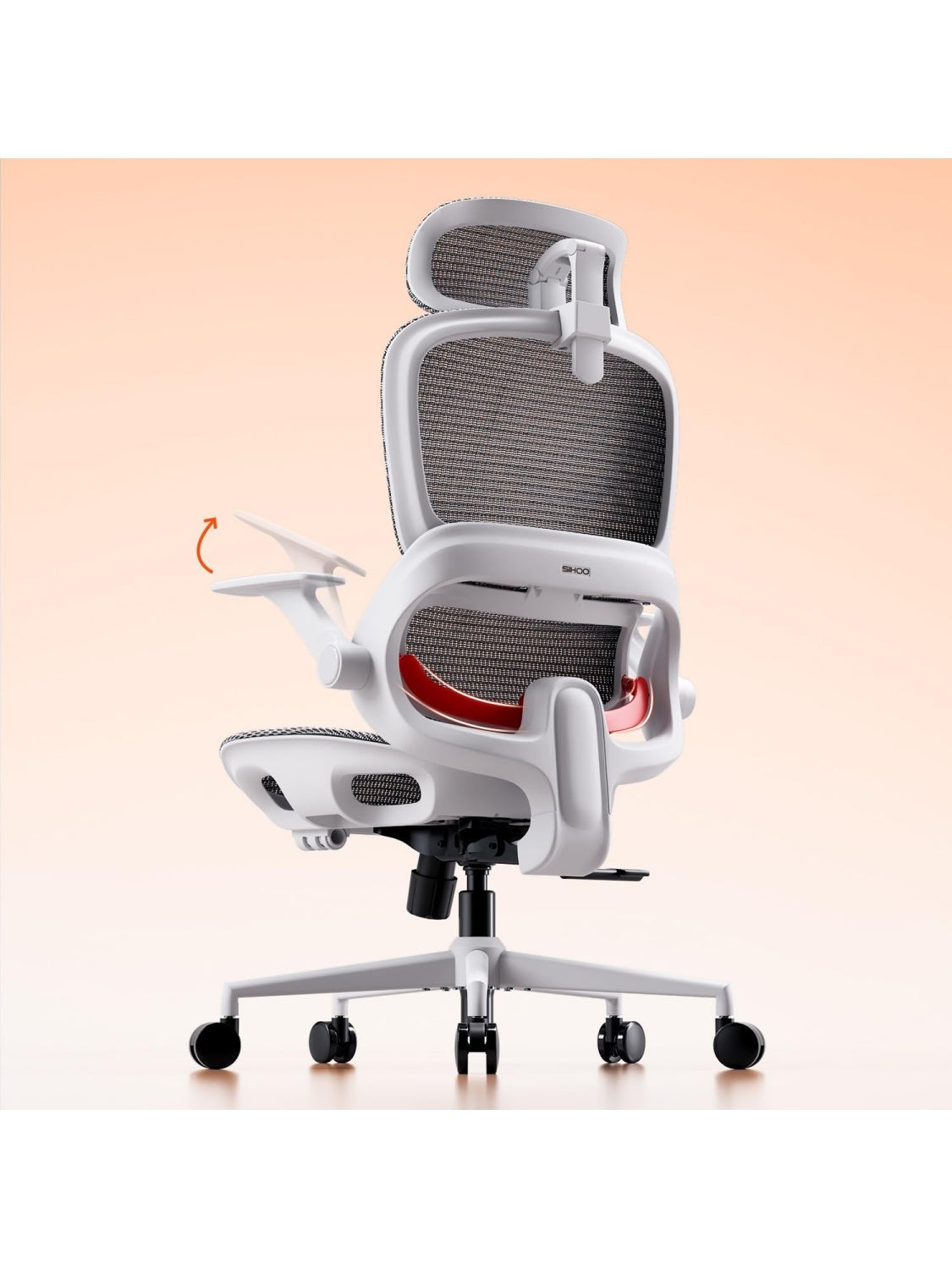 Ergonomischer Burostuhl mit dynamischer Lordosenstutze Kopfstutze und klappbaren Armlehnen