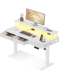 Hohenverstellbarer Schreibtisch 120 cm mit Schubladen in Weiss
