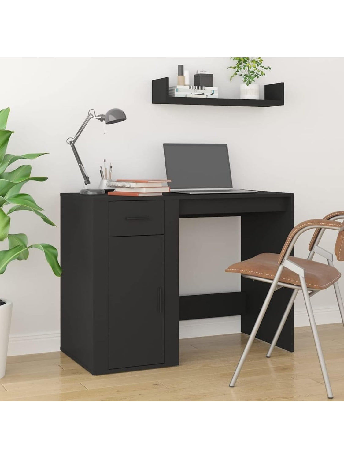 Kompakter Schreibtisch 100 x 49 x 75 cm in Schwarz als Laptop oder Computertisch fur Homeoffice