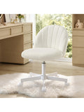 Homeoffice Schminkstuhl aus Fleece mit hohenverstellbarem Sitz in Cremeweiss