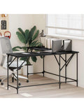 L formiger Eckschreibtisch in Schwarz und Eichenoptik 149 x 149 x 75 cm mit stabilem Stahlrahmen